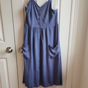 Nordstrom Button-Down Midi Dress in Blue XL